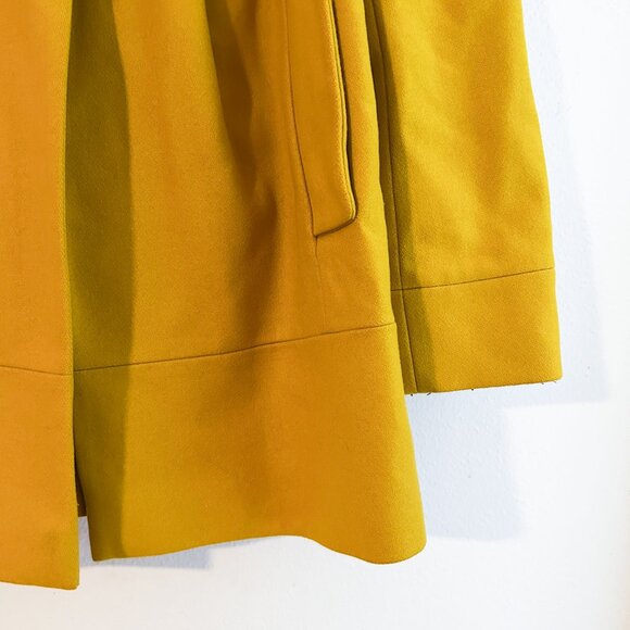 FRENCH CONNECTION Y2K Twee Puff Sleeve Mod Cashmere Wool Blend Yellow Pea Coat - Picture 6 of 11